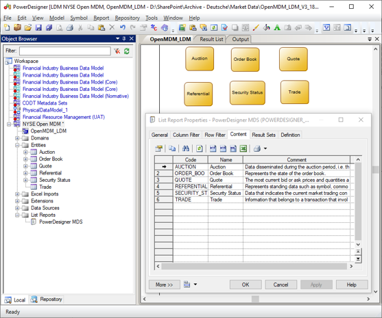 CODT Reverse example - Open MDM data model in PowerDesigner